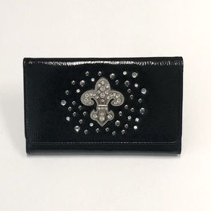 Black Studded & Rhinestone Lefloure wallet